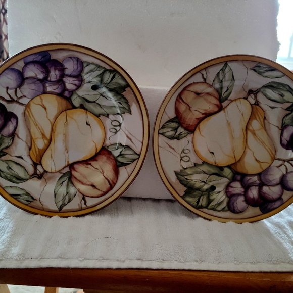 American Atelier Pompeii Fruit 8" Salad Plates # 5019 Set of 2 - Picture 1 of 13